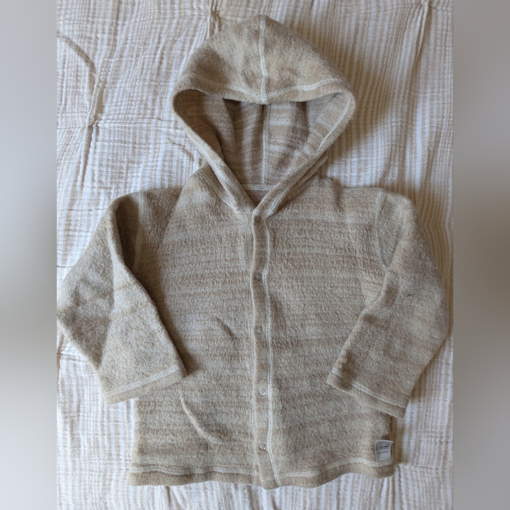 Soft Beige Kids Hooded Jacket
